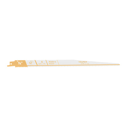 Blister pack with 2 12" 6 TPP reciprocating saw blades for wood