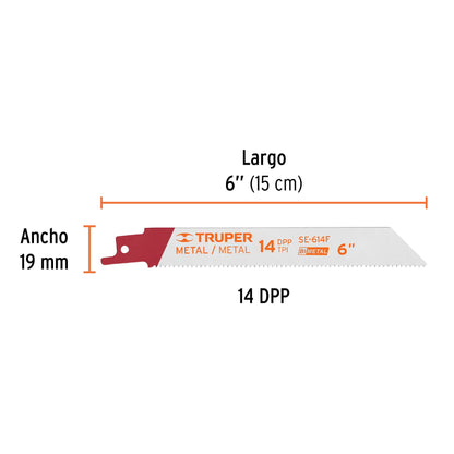 Blister Pack With Reciprocating Saw Blades For Metal 2 6" 14 TPP TRUPER