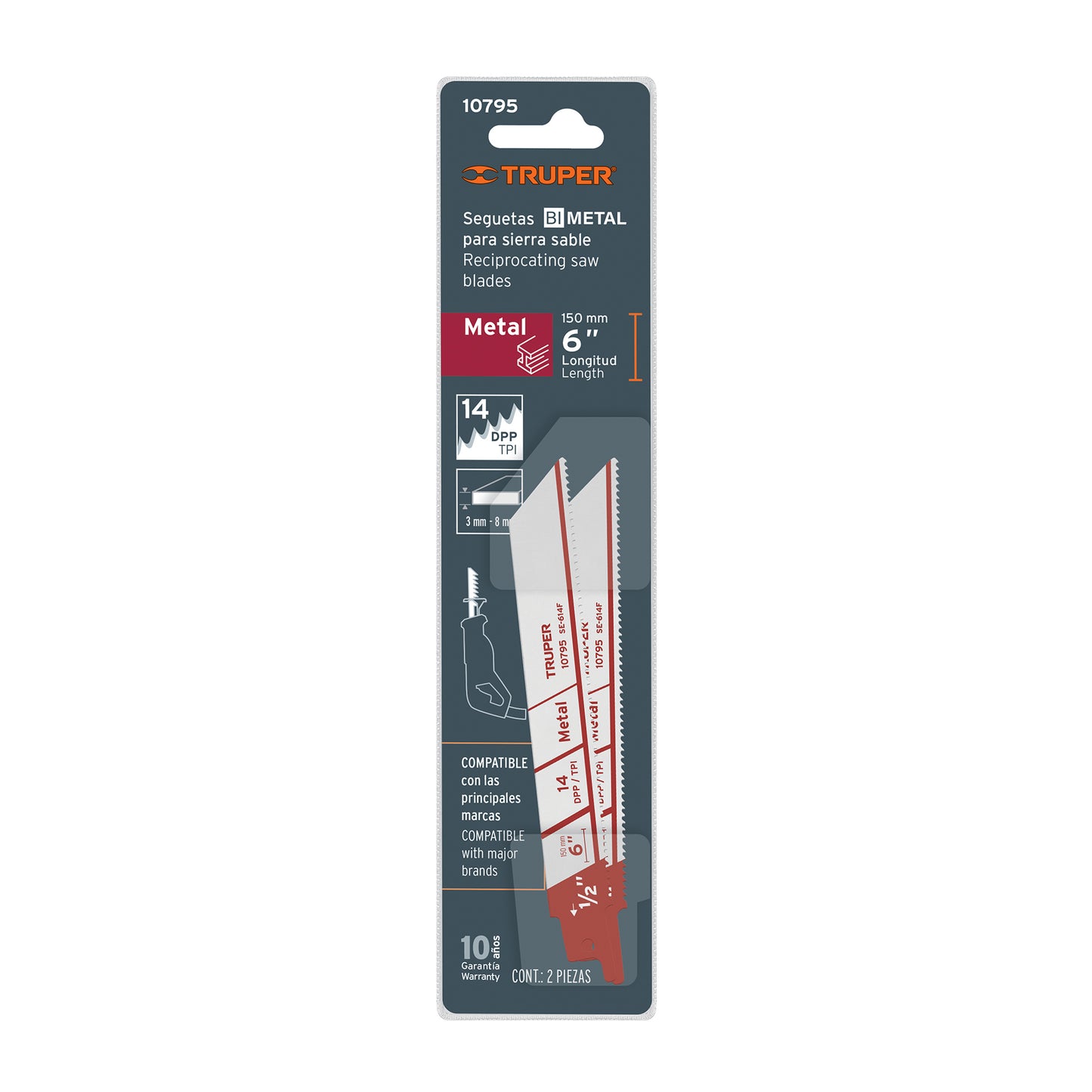 Blister Pack With Reciprocating Saw Blades For Metal 2 6" 14 TPP TRUPER
