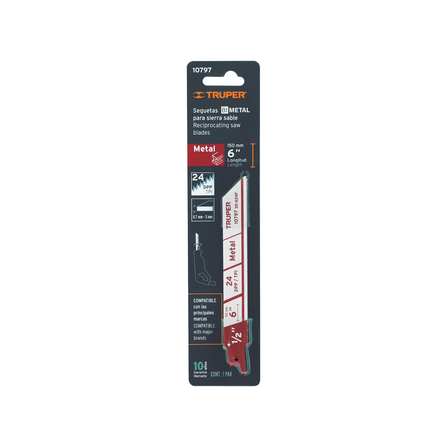 Blister Pack With Reciprocating Saw Blades For Metal  2 6" 24 TPP TRUPER