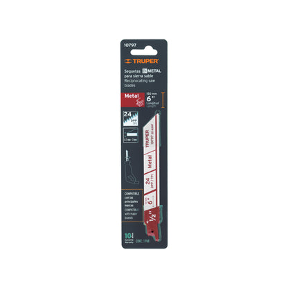 Blister Pack With Reciprocating Saw Blades For Metal  2 6" 24 TPP TRUPER