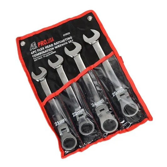4 pc Metric Flex Head Ratcheting Combination Wrench