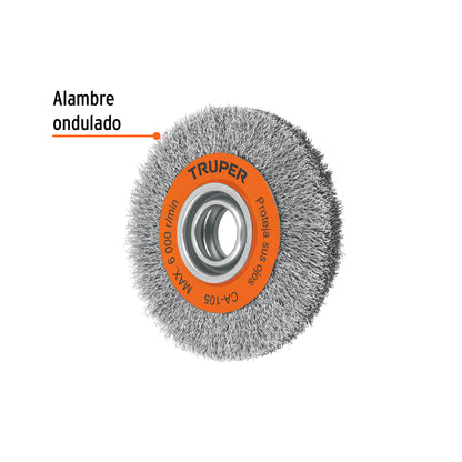 Crimped Wire Brush For Grinder, 6" x 13/16" TRUPER