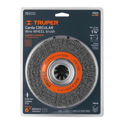 Crimped Wire Brush For Grinder, 6" x 13/16" TRUPER
