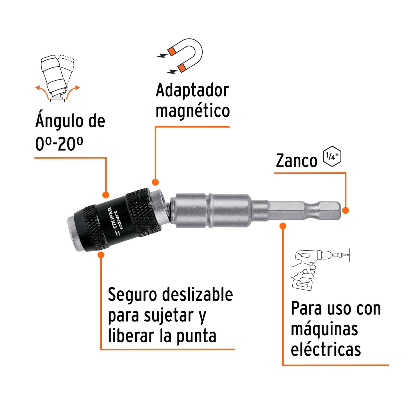 Articulated Magnetic Extension for Bits, 3 1/2" TRUPER EXPERT
