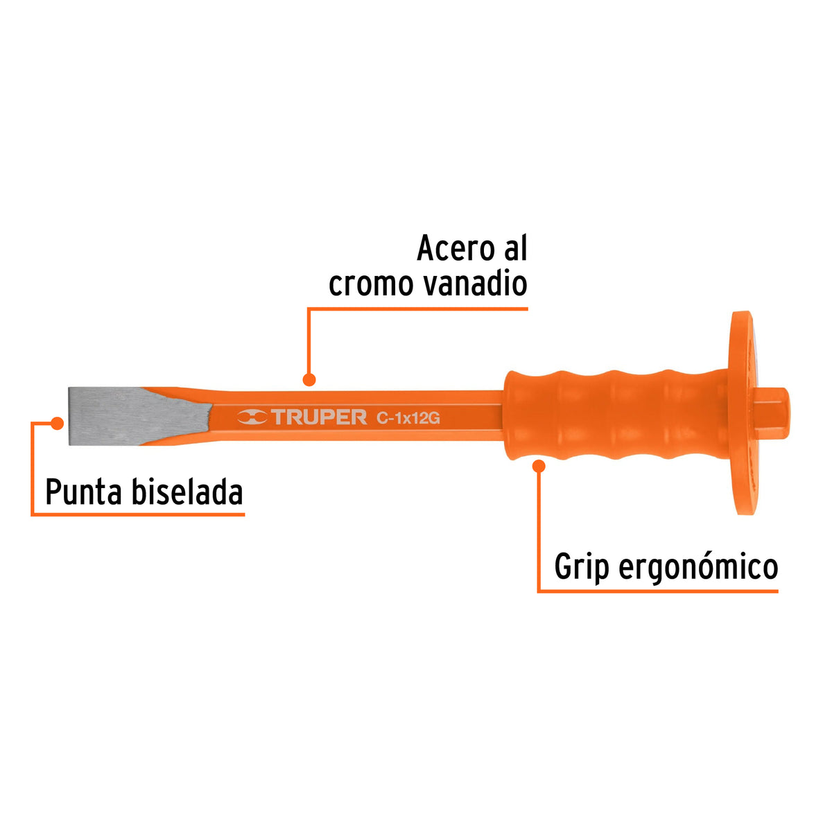 1" x 12" cold chisel with grip, TRUPER