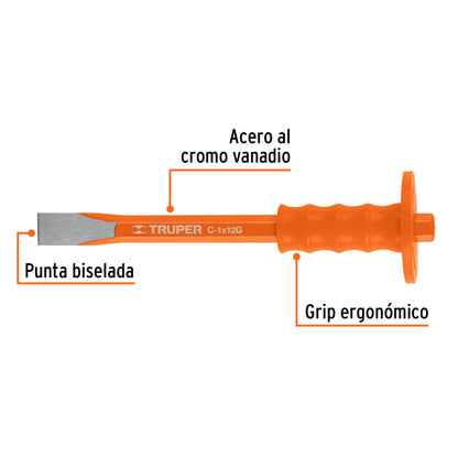 1" x 12" cold chisel with grip, TRUPER