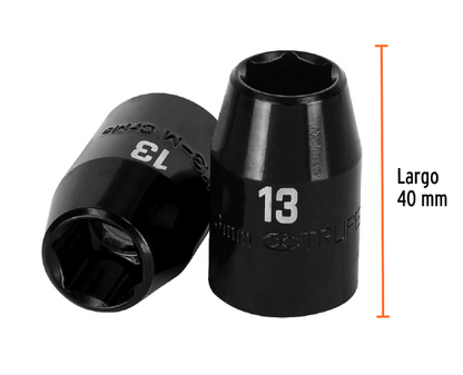 1/2" Square Drive Impact Socket, 6 Points, 13 mm, TRUPER