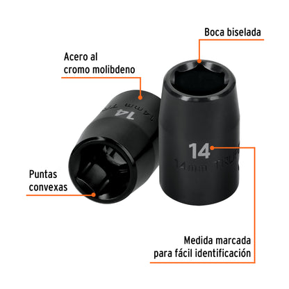 Impact Socket, 1/2" Drive 14 mm 6-Point TRUPER
