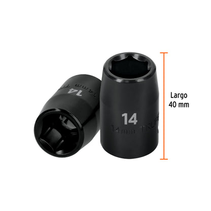 Impact Socket, 1/2" Drive 14 mm 6-Point TRUPER