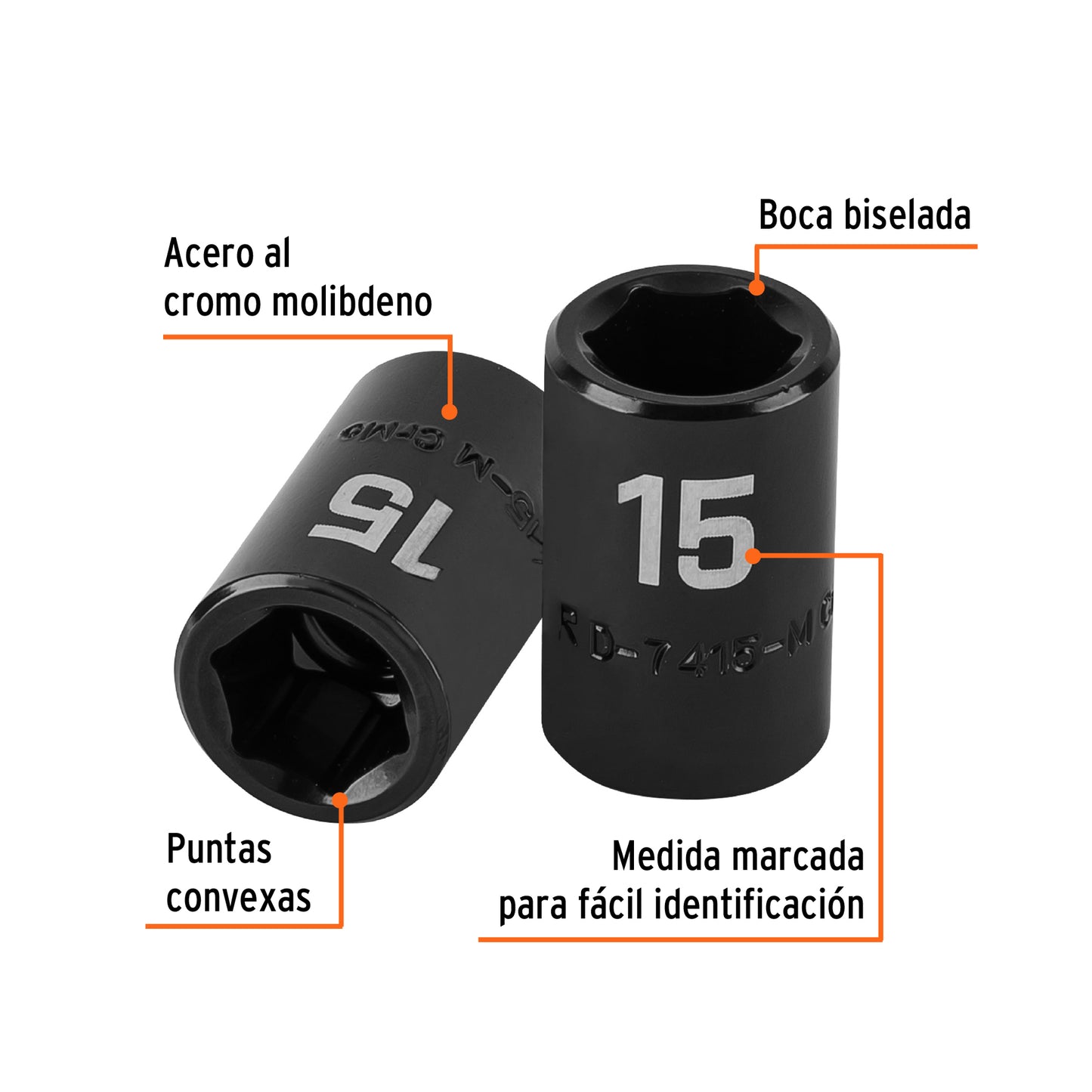 Impact Socket, 1/2" Drive 15 mm 6-Point TRUPER