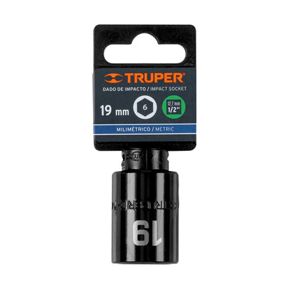 Impact Socket, 6 Points, 1/2" Square Drive 19 mm, TRUPER