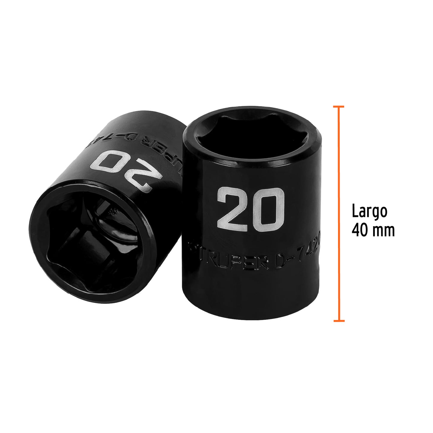 Impact Socket, 6 Points, 1/2" Square Drive 20 mm, TRUPER