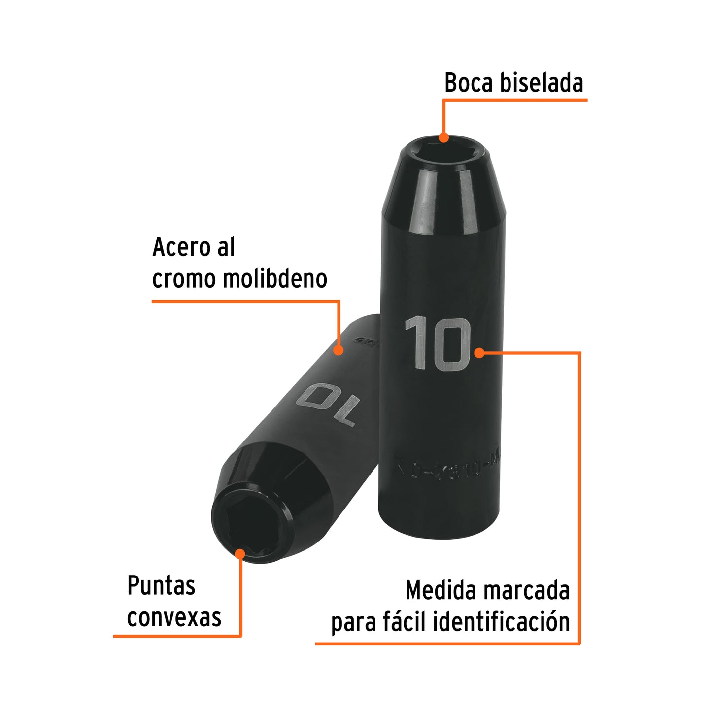 Impact Socket 1/2" Drive 6-Point, 10mm TRUPER