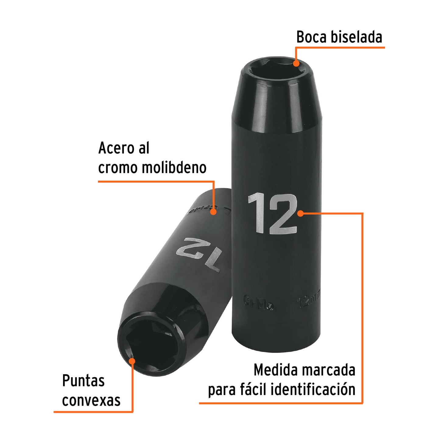 Impact Socket 1/2" Drive 6-Point, 12mm TRUPER
