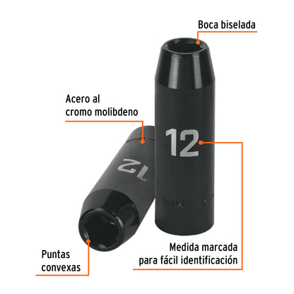 Impact Socket 1/2" Drive 6-Point, 12mm TRUPER