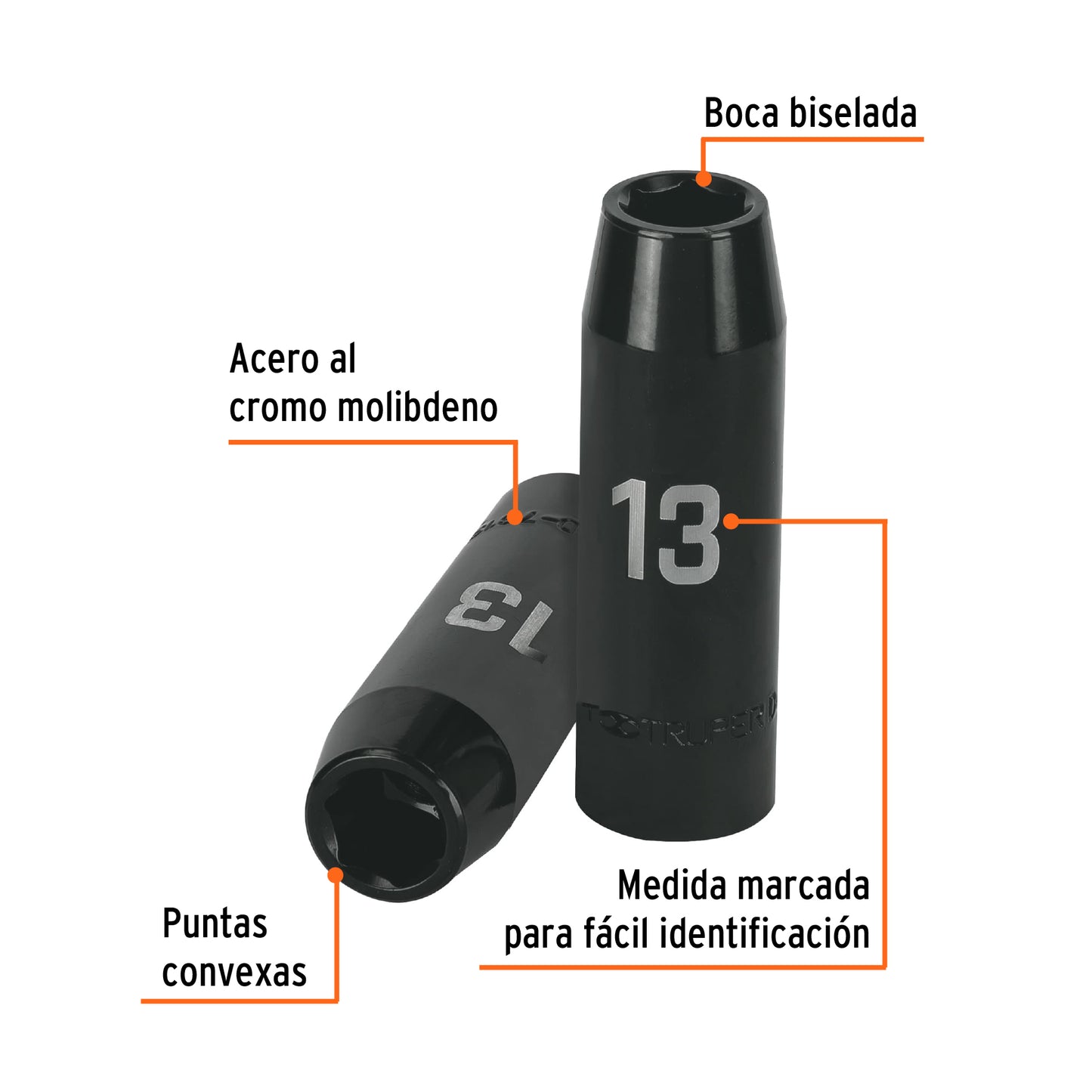 Impact Socket 1/2" Drive 6-Point, 13mm TRUPER
