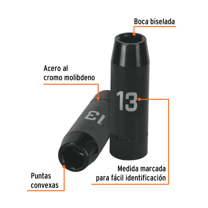 Impact Socket 1/2" Drive 6-Point, 13mm TRUPER