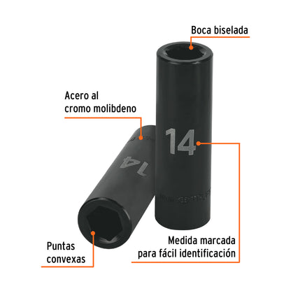 Impact Socket 1/2" Drive 6-Point, 14mm TRUPER
