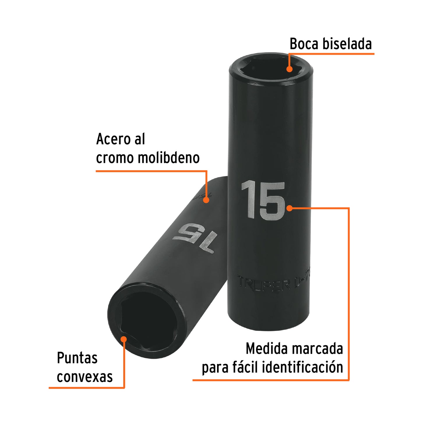 Impact Socket 1/2" Drive 6-Point, 15mm TRUPER