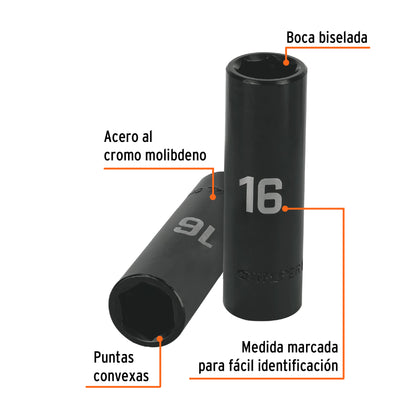 Impact Socket 1/2" Drive 6-Point, 16mm TRUPER