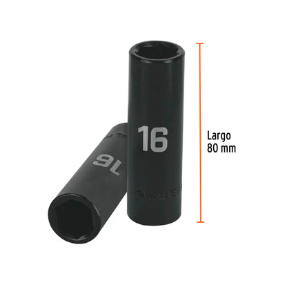 Impact Socket 1/2" Drive 6-Point, 16mm TRUPER