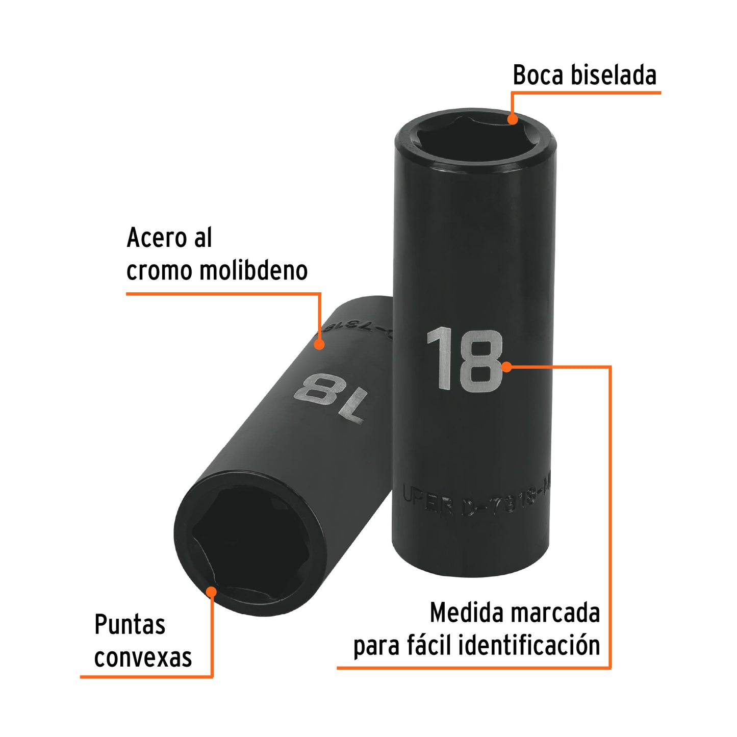 Impact Socket 1/2" Drive 6-Point, 18mm TRUPER