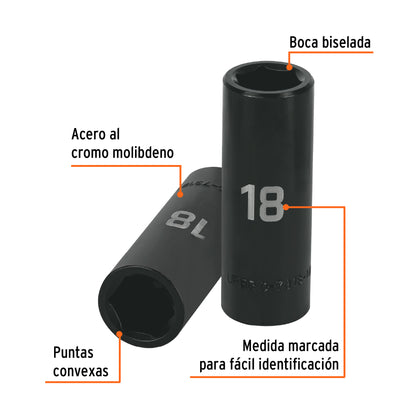 Impact Socket 1/2" Drive 6-Point, 18mm TRUPER
