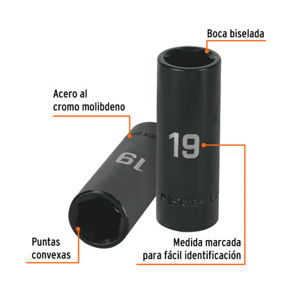 Impact Socket 1/2" Drive 6-Point, 19mm TRUPER
