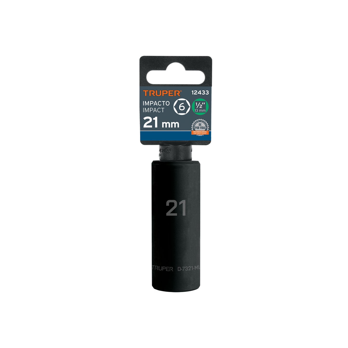 Impact Socket 1/2" Drive 6-Point, 21mm TRUPER