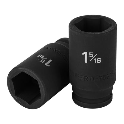 Long Impact Socket, 1-5/16" 6-Point, 3/4" Drive