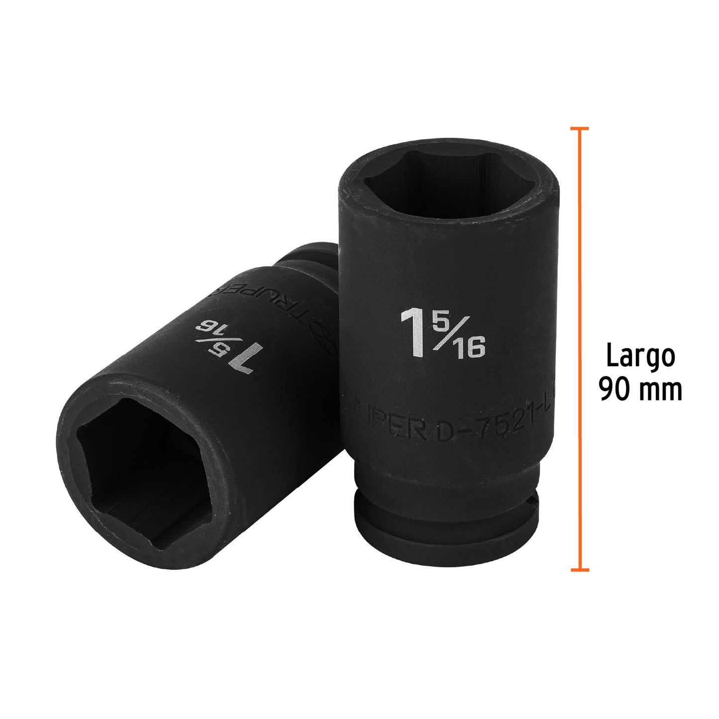 Long Impact Socket, 1-5/16" 6-Point, 3/4" Drive