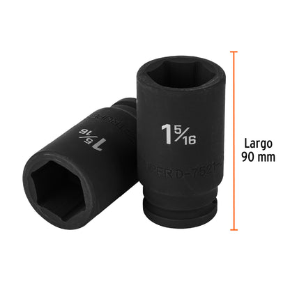 Long Impact Socket, 1-5/16" 6-Point, 3/4" Drive