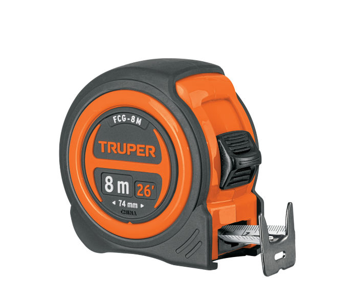 Compact impact-resistant tape measure, 8 m, 25 mm tape "TRUPER"