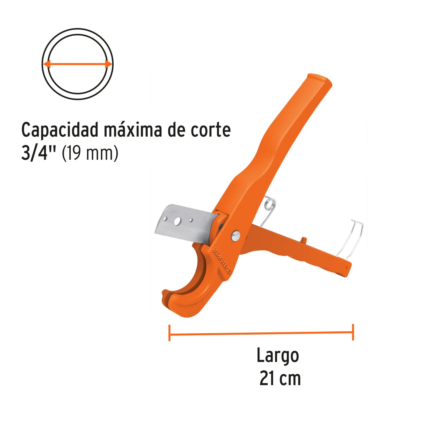 Plastic Pipe Cutter, 3/4" (19 mm) Cut, TRUPER
