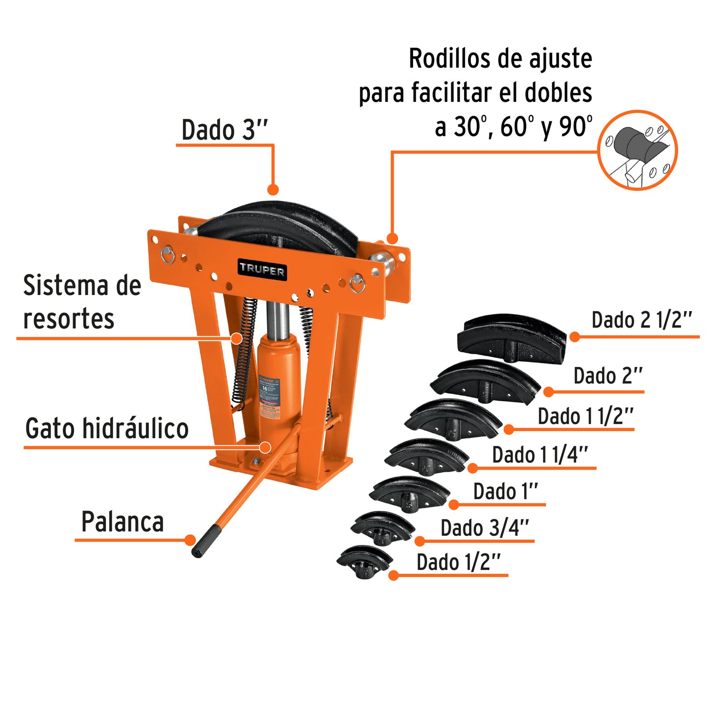 Hydraulic Pipe Bender, 16 Ton, TRUPER