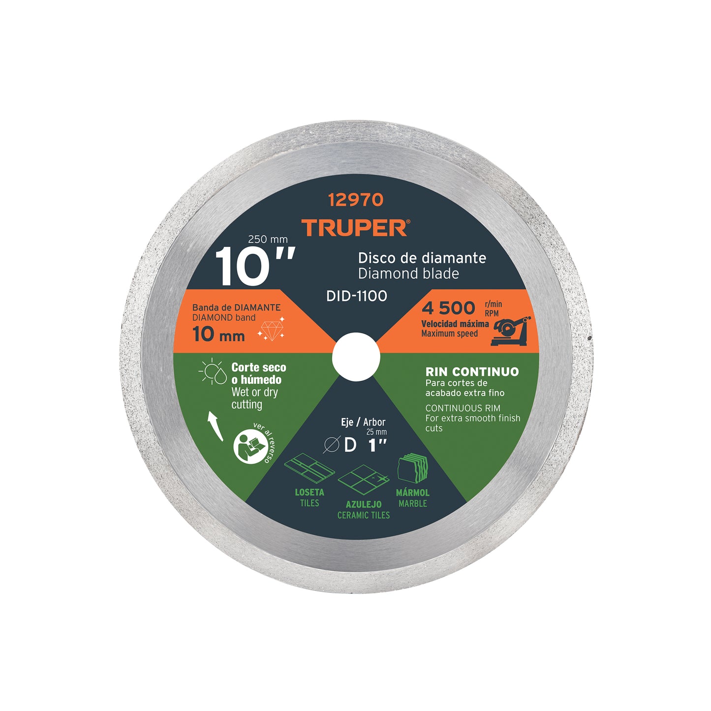 Diamond Blade, 10" x 2.2 mm Continuous Wheel, TRUPER