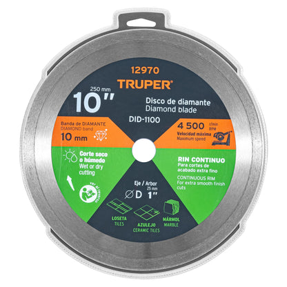 Diamond Blade, 10" x 2.2 mm Continuous Wheel, TRUPER