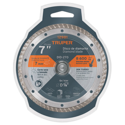 Diamond Disc, 7" x 2.8 mm Turbo Rim, TRUPER
