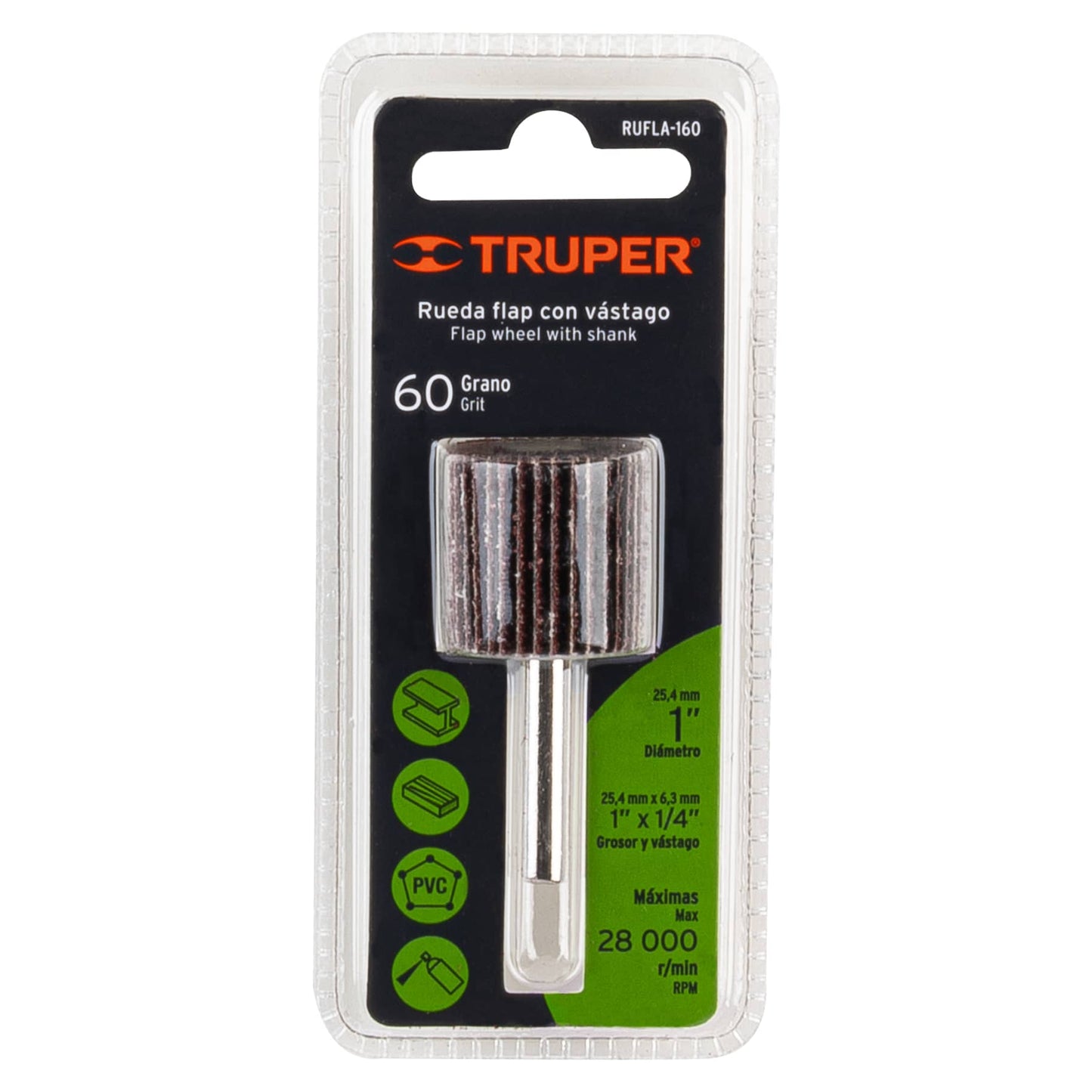 1" Flap Wheel, 60 Grit, TRUPER