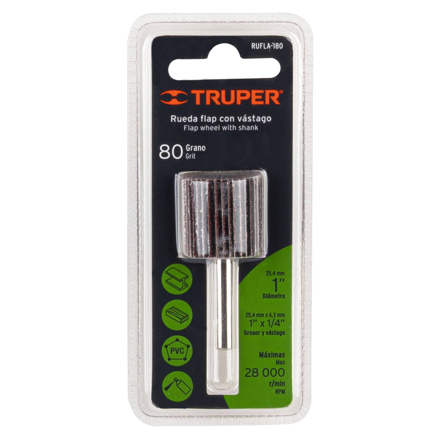 1" Flap Wheel, 80 Grit, TRUPER