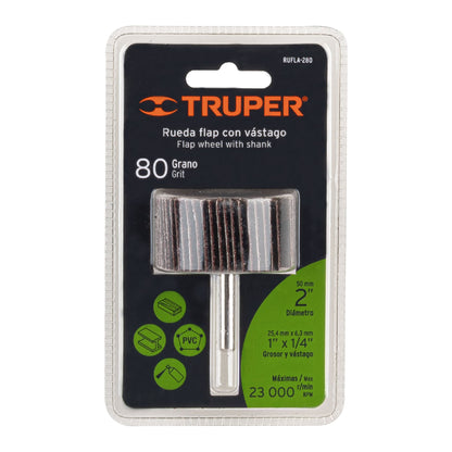 2" flap wheel, 80 grit, "TRUPER"