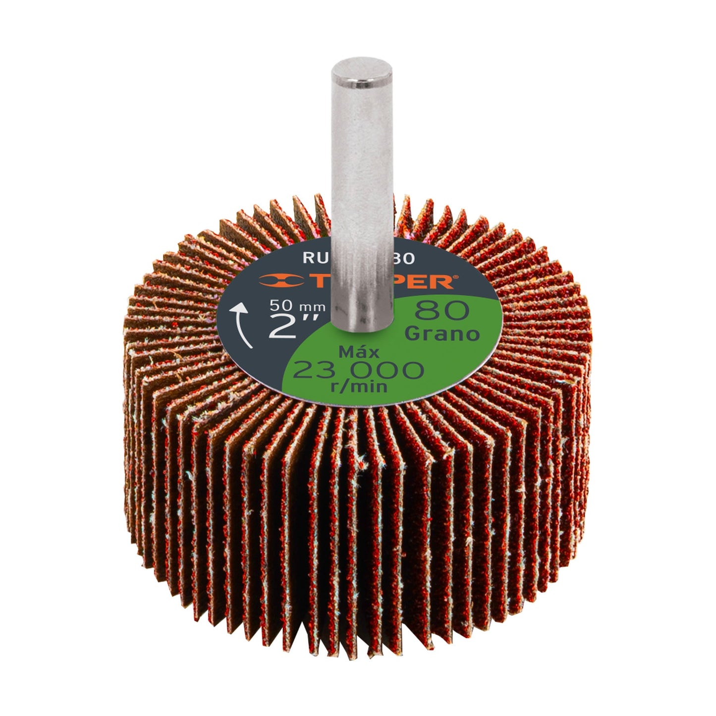 2" flap wheel, 80 grit, "TRUPER"