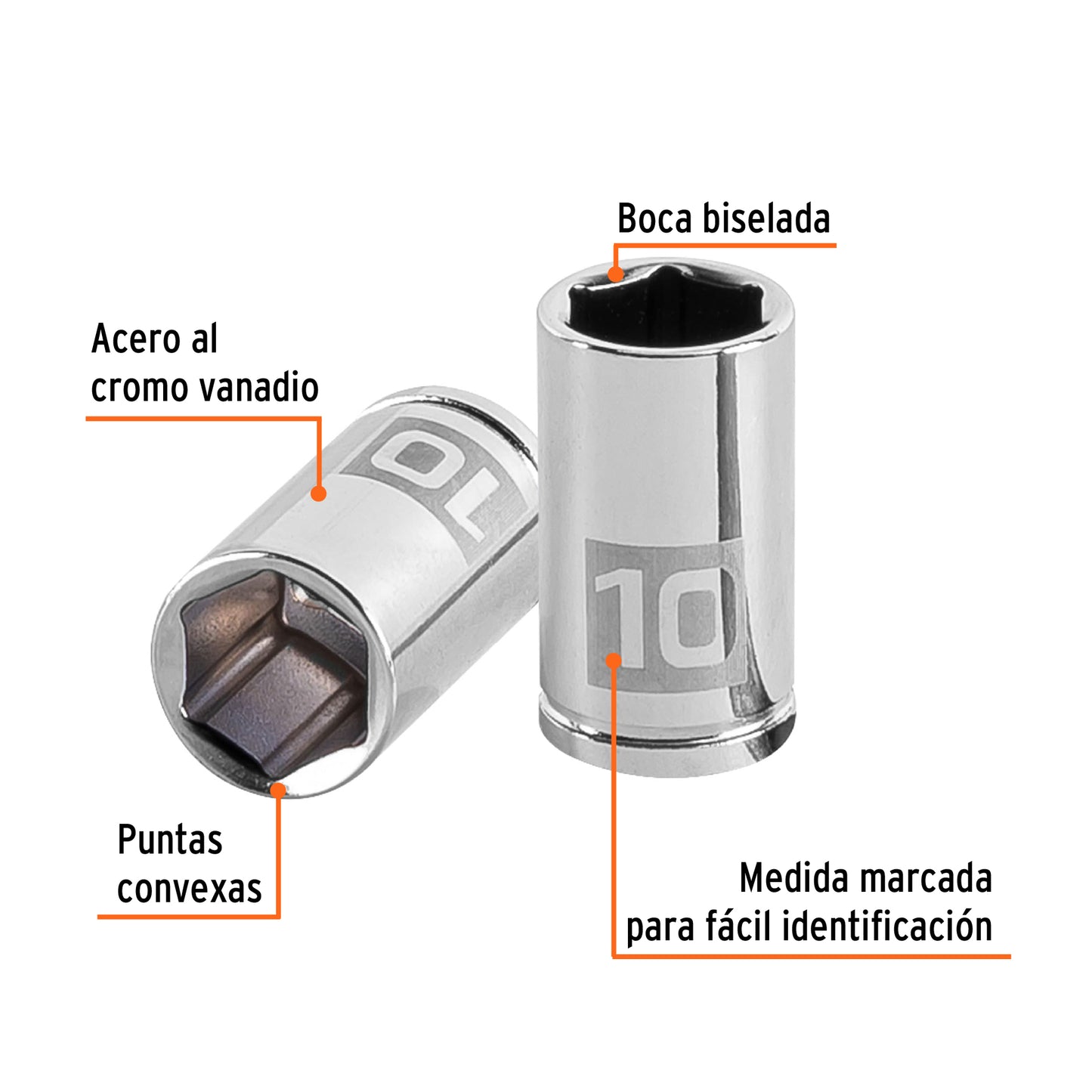 Socket, 6 Points, 1/4" Drive, 10mm TRUPER