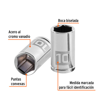Socket, 6 Points, 1/4" Drive, 10mm TRUPER