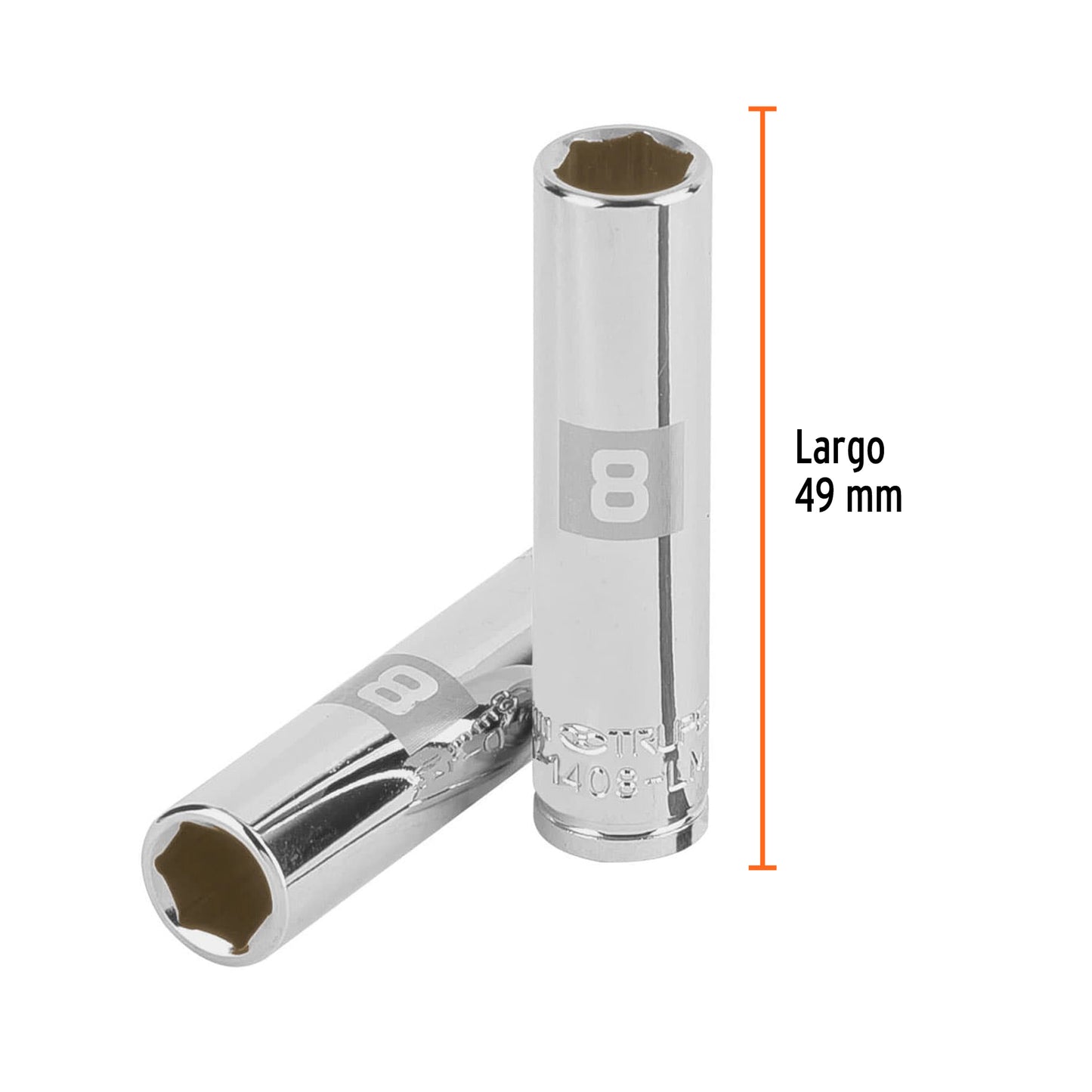 Deep Socket, 6 Points, 1/4" Drive, 8mm TRUPER