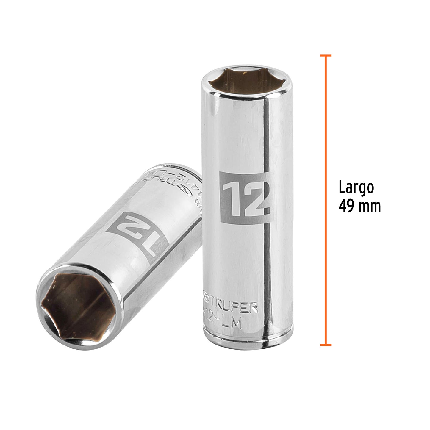 12mm Deep Socket, 6 Points, 1/4" Drive, TRUPER