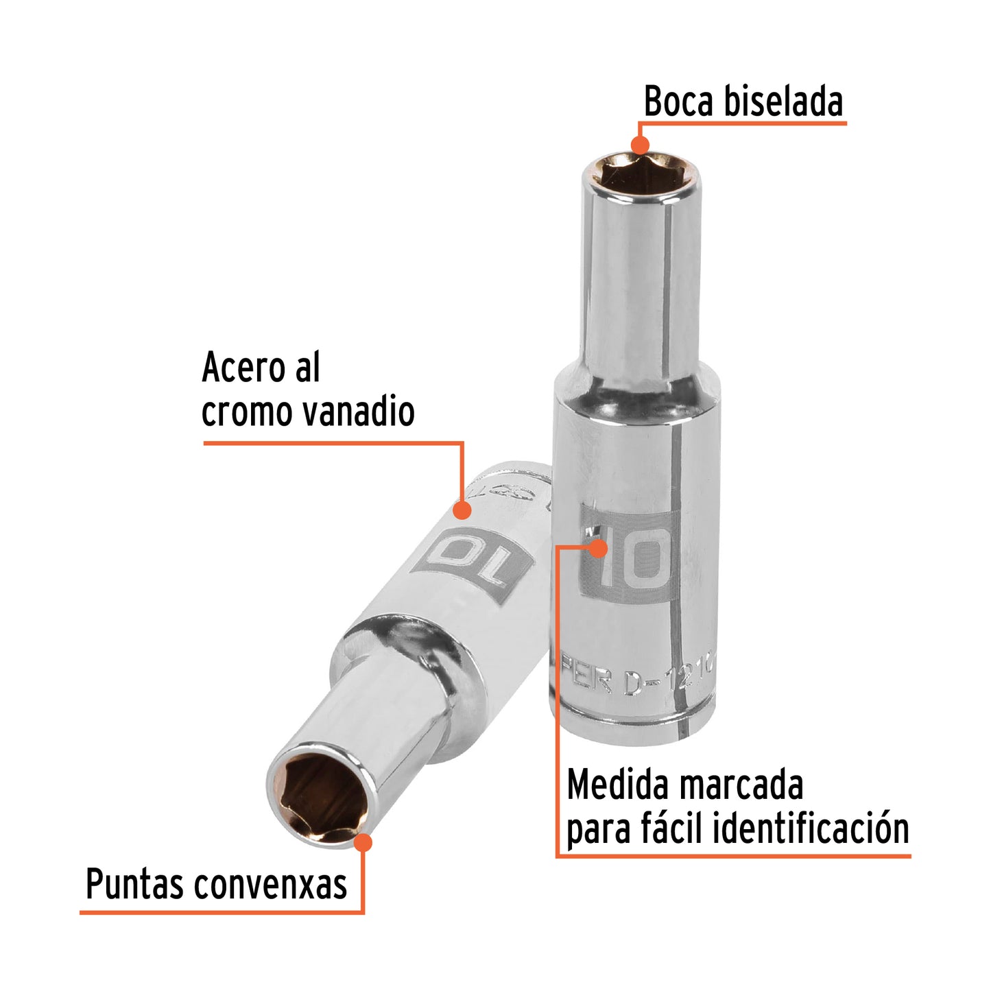Deep Socket, 6 Points, 1/2" Drive, 22mm TRUPER