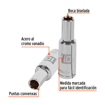 Deep Socket, 6 Points, 1/2" Drive, 22mm TRUPER