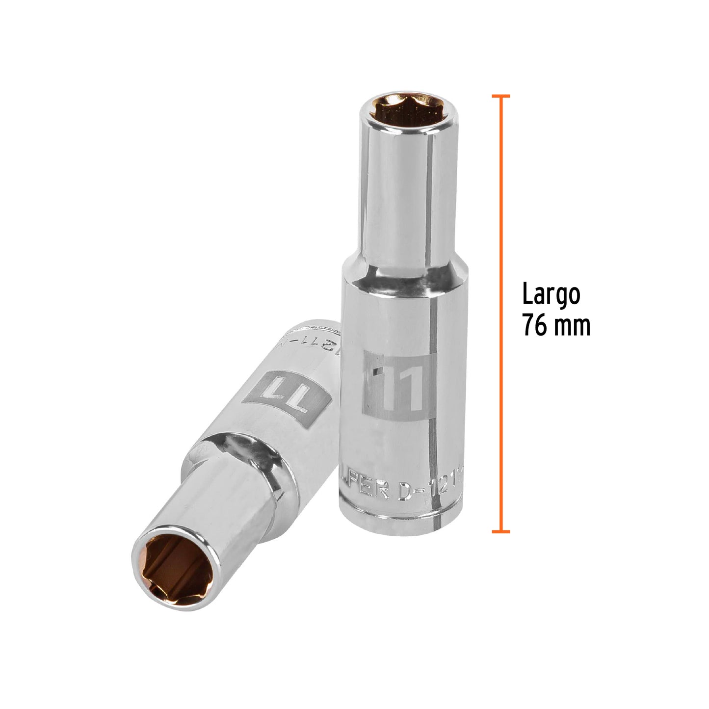 Deep Socket, 6 Points, 1/2" Drive, 11mm TRUPER